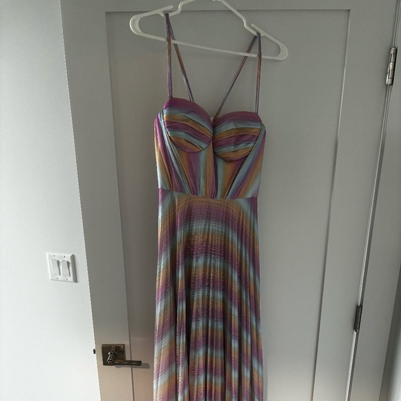 Marchesa Notte Striped Metallic Evening Gown - Size 4 - NWT - Picture 5 of 8